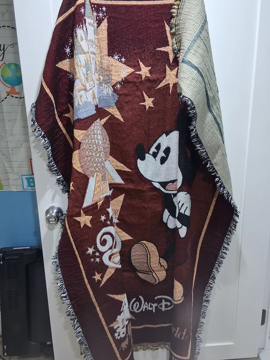 Walt Disney Mickey Mouse Burgundy  Throw Blanket