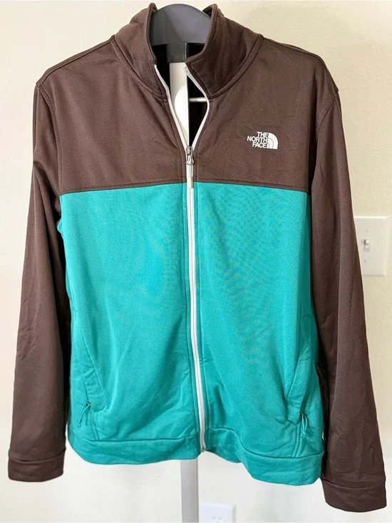 The North Face Teal and Brown Zip-Up Fleece Jacket