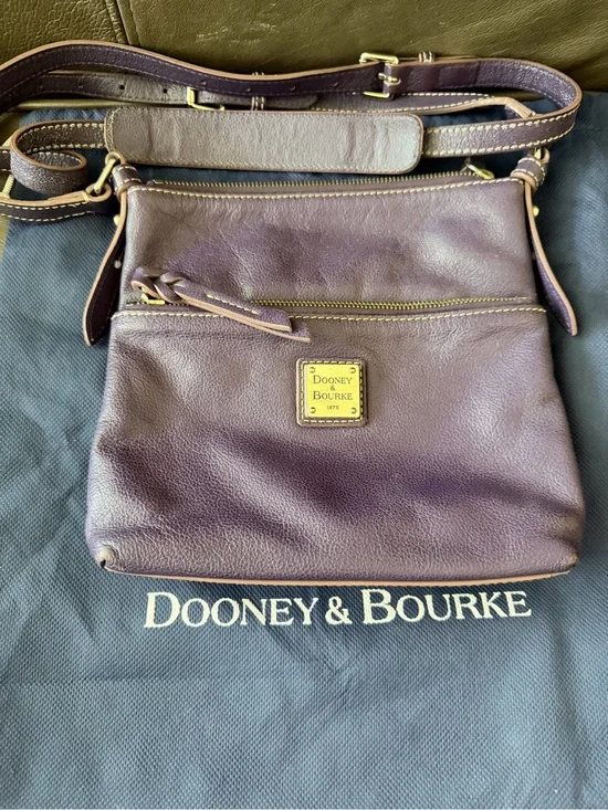 Dooney & Bourke Plum Leather Crossbody Bag with Brass Plaque