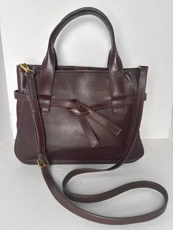 FOSSIL Willow Whiskey Brown Leather Satchel Crossbody Bag #SHB2325