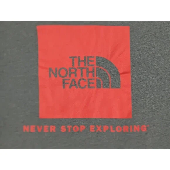 The North Face S/S Crew T-Shirt Mens XL Heather Gray Red Graphic Cotton Hiking