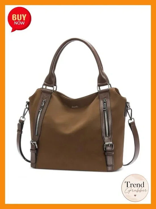 Suede Hobo Bag Women Large Tote Crossbody Purse Multiple Pockets Adjustable