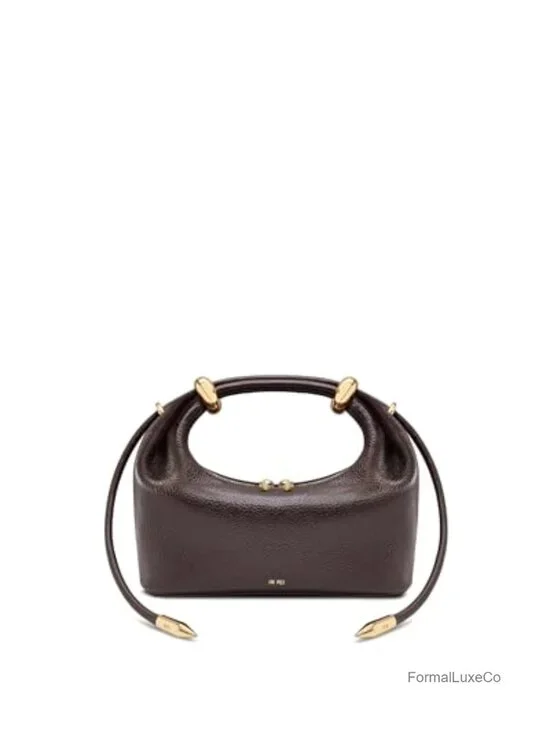 Vegan Leather Top Handle Bag with Gold Hardware, Crossbody Strap, Fits iPhone