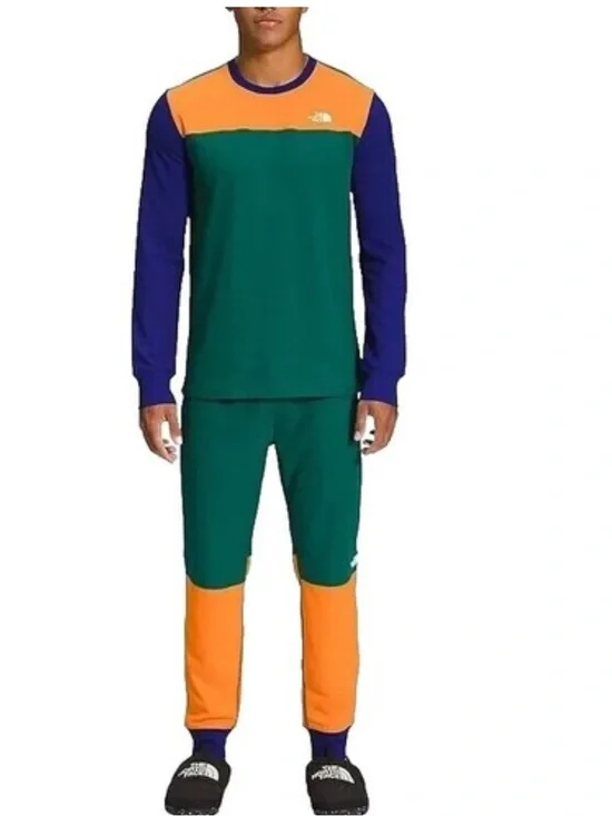 EUC The North Face Colorblock Thermal long sleeve, Green/Blue/Orange, Size S