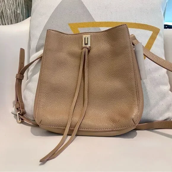 Rebecca Minkoff Darren Pebbled Leather Shoulder Bag Driftwood NEW Gold Hardware