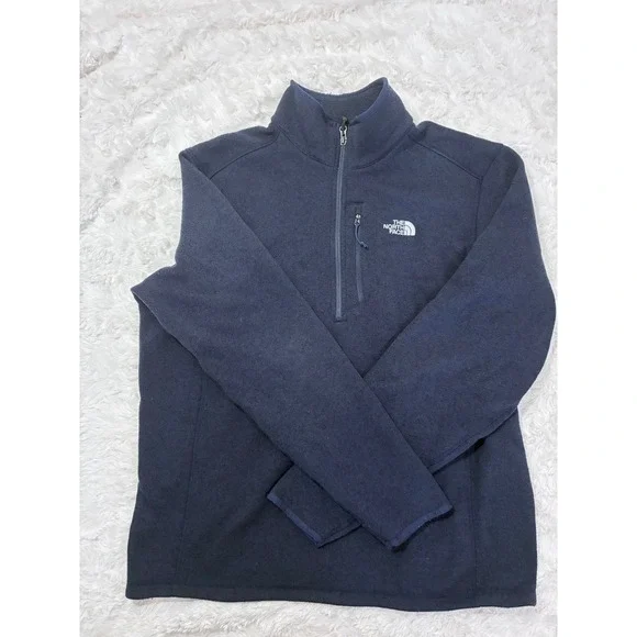 The North Face Gordon Lyons Quarter Zip Fleece Pullover Mens Large Navy Blue L