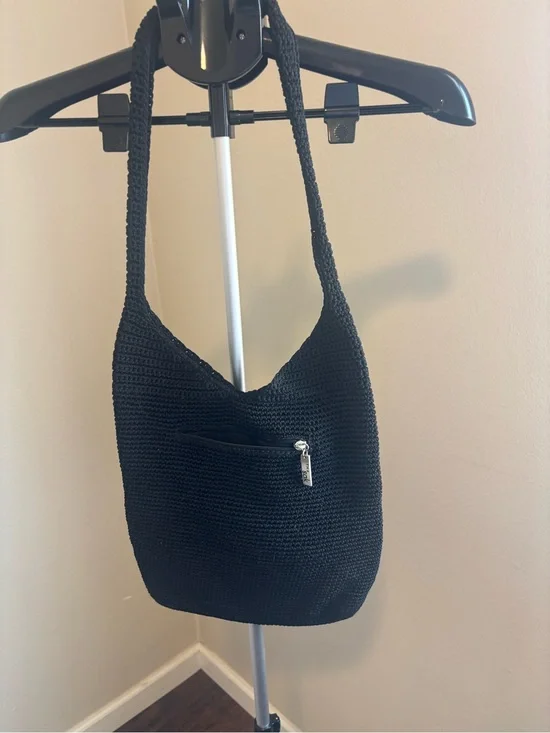 The Sak Black Crochet Knit Hobo Shoulder Bag - Excellent Condition