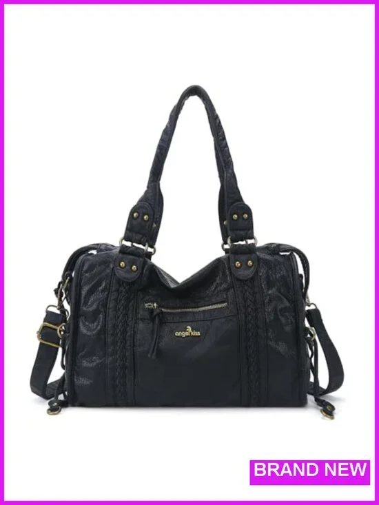 Vegan Leather Hobo Satchel Handbag Large Tote Purse Shoulder Bag with Pockets