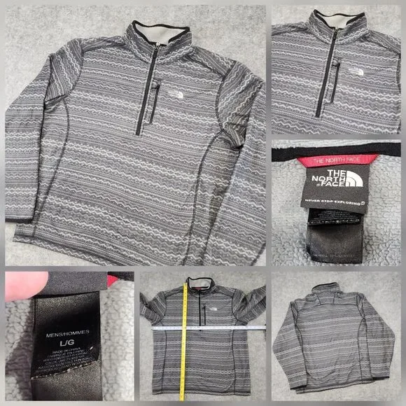 The North Face TNF Mens L Large Fleece 1/4 Zip Aztec Pullover Lightweight Jacket
