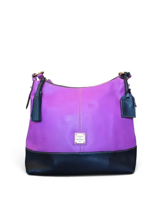 Dooney & Bourke Sophie Pebble Leather Hobo Bag Pink Black Colorblock Tassel