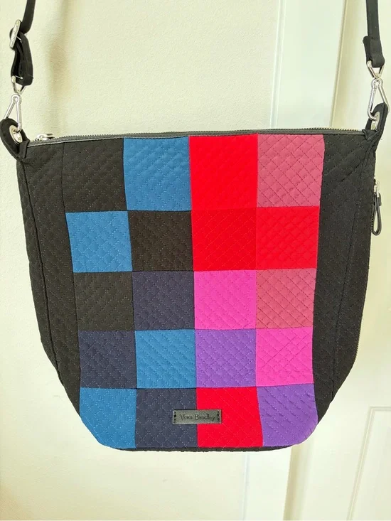 NWOT Vera Bradley Carson Hobo Bag Winter Patchwork Crossbody Purse Quilted Black