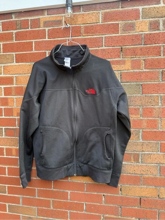 The North Face A5 Series Full Zip Jacket Mens Large Black Red Logo Fleece Lined