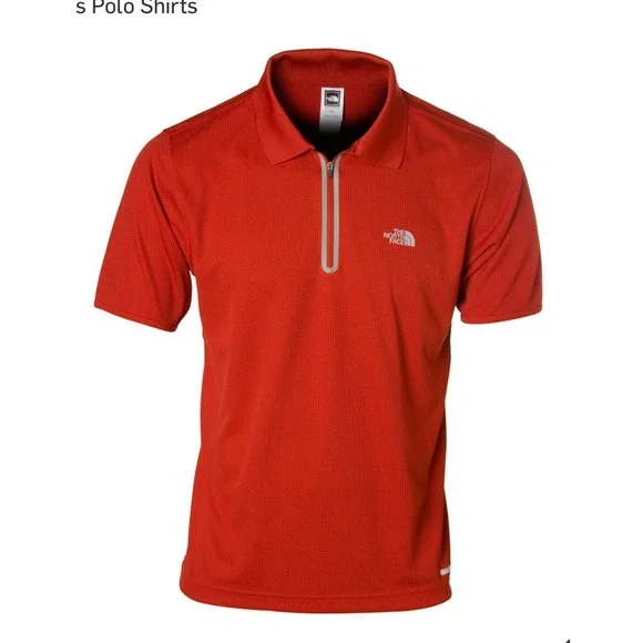 The North Face Polo Shirt Men M Red VaporWick 1/4‎ Zip Grid Texture Performance