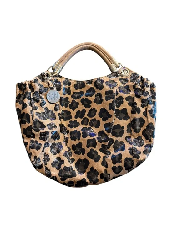 Stuart Weitzman Tan Leopard Print Leather Hobo bag purse with COA