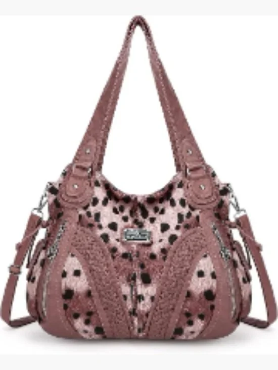 Washed Faux Leather Tote Hobo Bag Top Handle Shoulder Bag