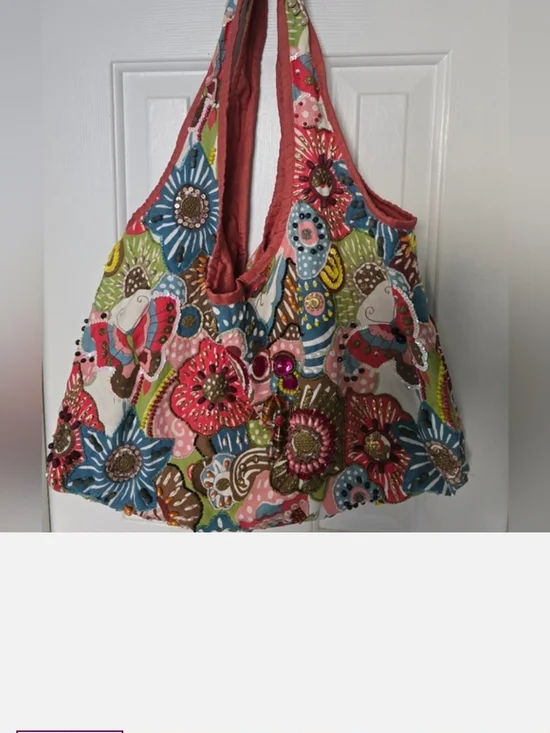 Boho Floral Patchwork Tote Bag in Multicolor - Casual Women's Shoulder Bag