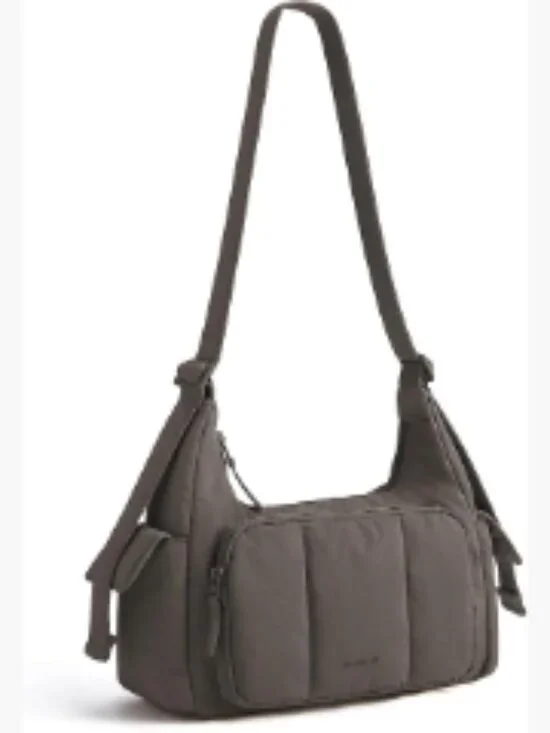 Puffer Crossbody Hobo Bag for Women, Lightweight Water-Resistant Nylon, Fits