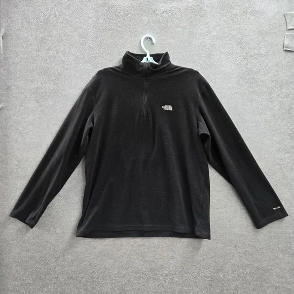 The North Face Men Sweatshirt L Black Fleece TKA 100 Activewear Logo‎ 1/4 Zip