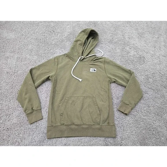 The North Face Hoodie‎ Mens Small Green Pullover Sweatshirt Logo Fleece Outdoor