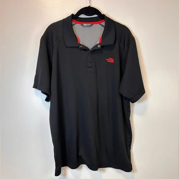 The North Face Horizon‎ Men's Black Polo Shirt with Red Logo Size XL