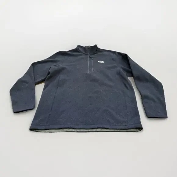 The North Face Mens Navy Fleece 1/4 Zip Pullover Sweater Jacket Size XL
