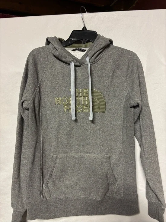 The North Face Gray Pullover Hoodie with Lime Logo