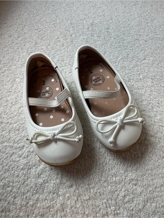 Wonder Nation Girls' White Mary Jane Ballet Flats