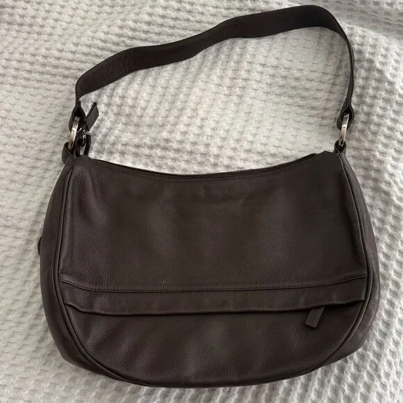 Hampton Potter Genuine Cowhide Brown Leather Shoulder Bag concealed compartment