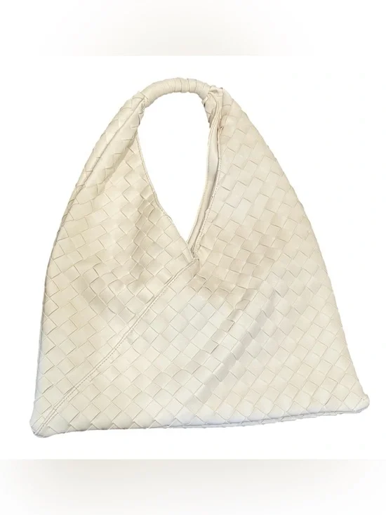 Woven Hobo Tote in Cream