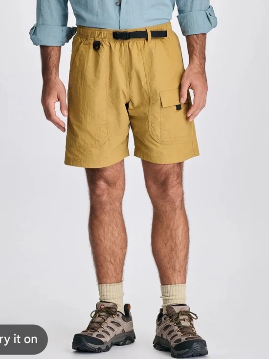 The North Face Men's Mustard Cargo Shorts with Black Belt