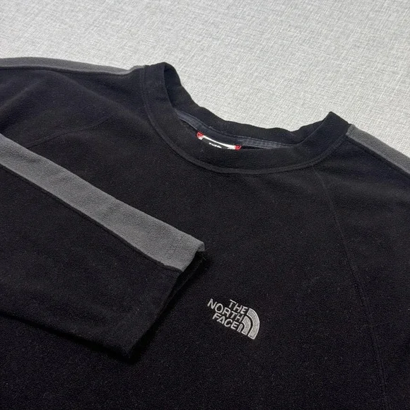 The North Face Fleece Sweatshirt Mens M Black Pullover Outdoor Polyester Logo