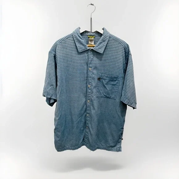 The North Face Men's A5 Series Short Sleeve Shirt Blue Plaid Size XL 90s Y2K