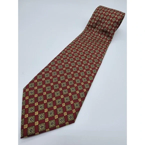 Lands' End Hand Sewn Vintage 100% Silk Geometric Neck Tie 58