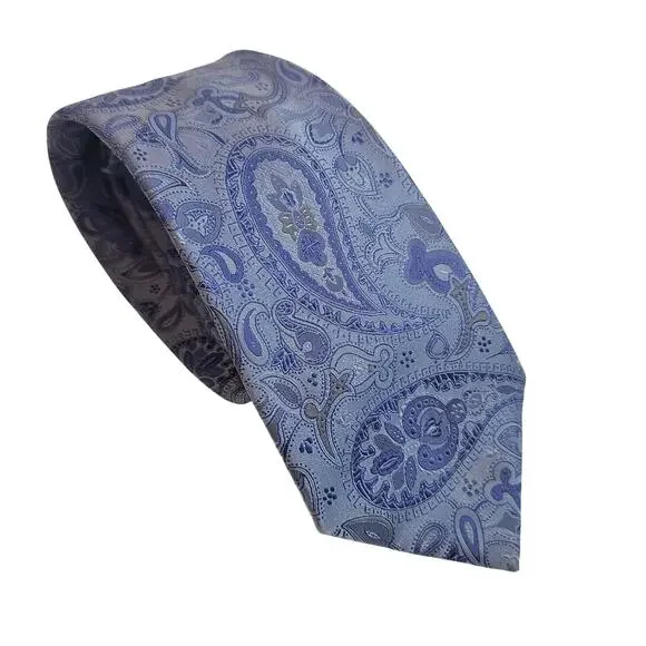 Geoffrey Beene‎ Blue 100% Silk Men's Paisley Formal Necktie 60