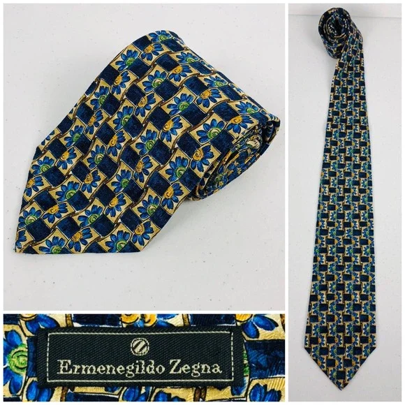 Ermenegildo Zegna Tie Disegno Esclusivo Flowers Multicolor 100% Silk Made Italy