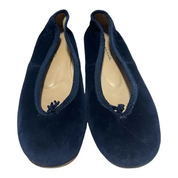 Oscar De La Renta Girls Size 32 US Size 1 Navy Blue Velvet Flats Shoes Holiday