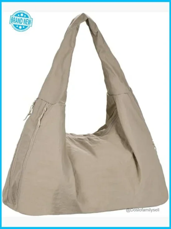 Large Slouchy Nylon Hobo Bag Crescent Shoulder Tote Casual Travel Shopper