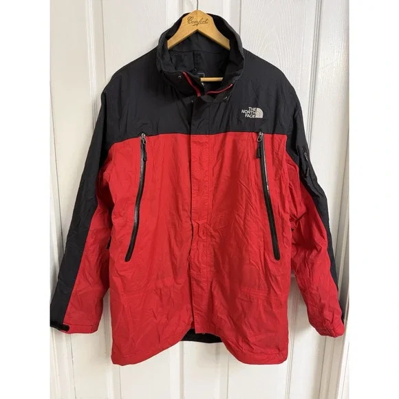 Vintage The North Face Hyvent Windbreaker Jacket Full Zip Red Black Men's Large