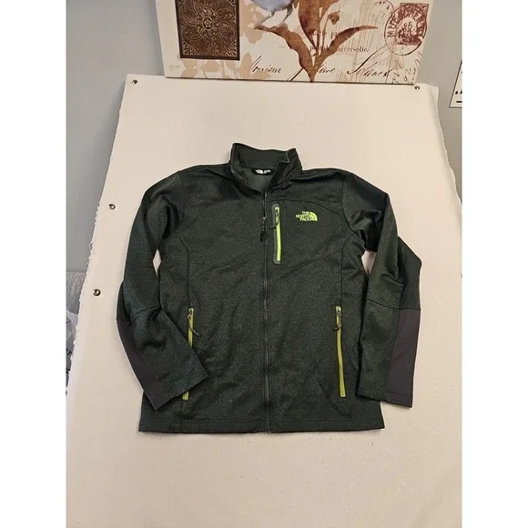 The North Face Mens Full Zip Softshell Jacket Green‎ Heather Lime Green Medium