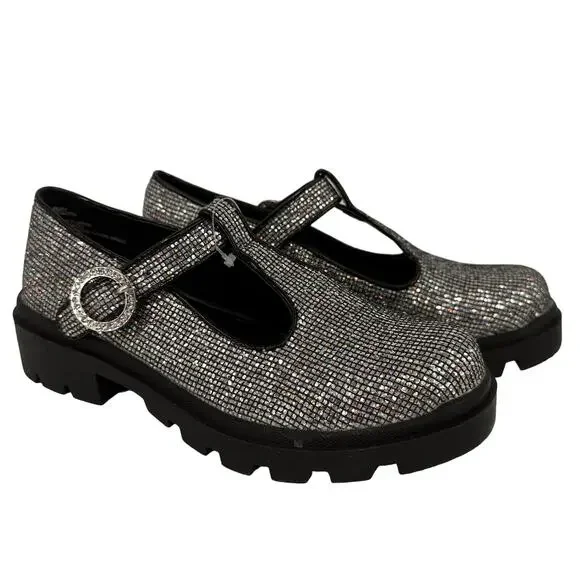 Steve Madden Girls Suzey Sparkle Mary Jane Shoes Size 2
