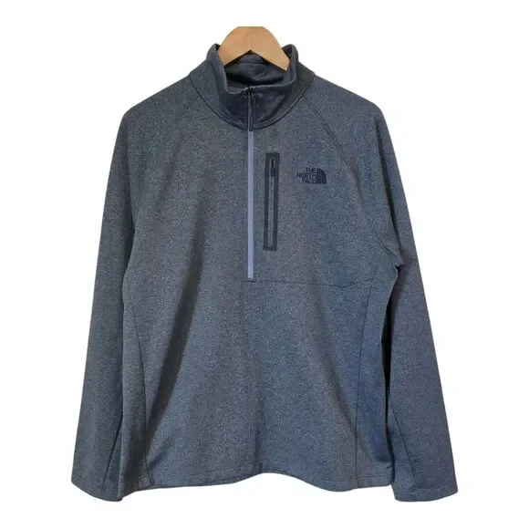 The North Face Mens Large Canyonlands 1/2 Zip Fleece Pullover Heather Grey