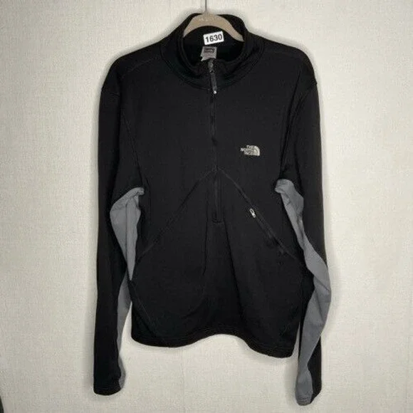 The North Face Black/Gray Thumb Holes 1/2‎ Zip Sweatshirt Men Large Indonesia