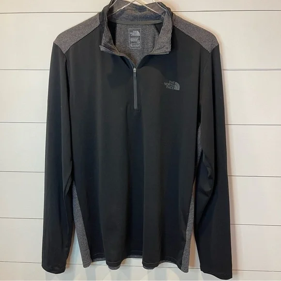 The North Face Black & Gray Quarter-Zip Pullover Mens Size Large
