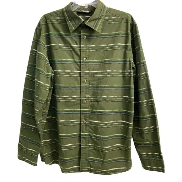 The North Face Men’s Earth Moss Green Long Sleeve Button Down Shirt Large