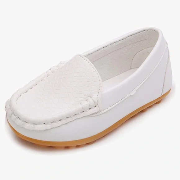 Toddler Little Kid Boys Girls Soft Slip On Loafers Dress Flat Shoes White