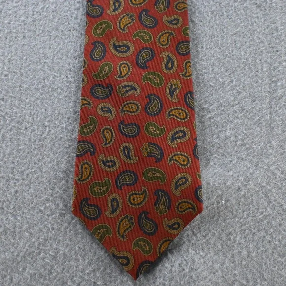Burberrys‎ of London Mens Vintage Paisley Silk Necktie OS Red Multi
