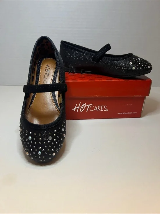Hot Cakes Toddler Girls Lil Gusto Black Rhinestone Sparkly Dress Shoes Size 8M