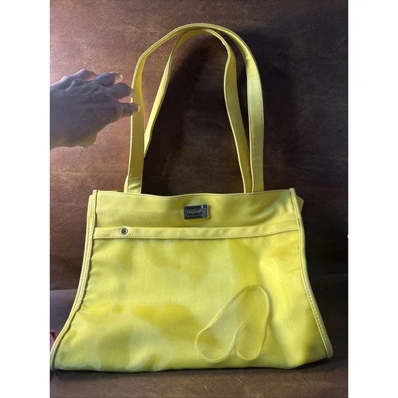 Capezio YElLOW Canvas Shoulder Bag Purse Tote 14X12
