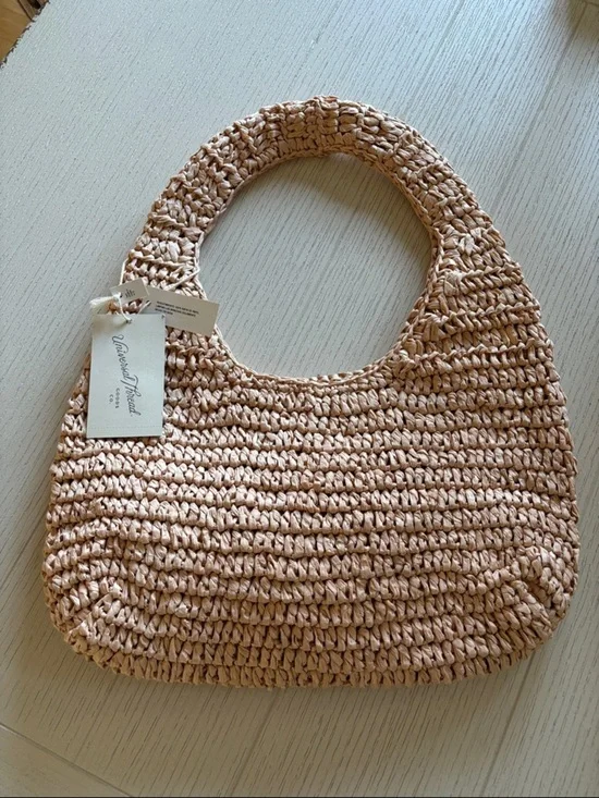 Universal Threads Straw Raffia Woven Shoulder Hobo Bag Purse Tote Beige new 🆕