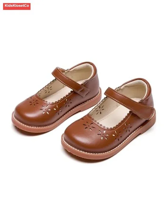 Girls Mary Jane Shoes Cutout Toddler Princess Dress Oxford Flats Faux Leather